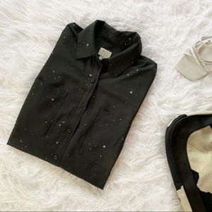 A New Day Star Print Black/Silver Button Down